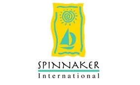 Logo for Spinnaker International featuring a yellow and teal graphic of a sailboat and sun, with the words “SPINNAKER International” written below in black and teal text.