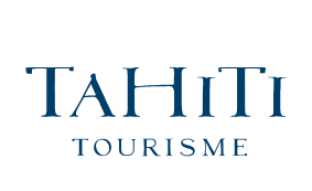 The image shows the logo for Tahiti Tourisme, with TAHITI in large blue capital letters and TOURISME in smaller blue capital letters underneath.