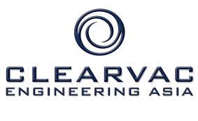 Clearvac Engineering Asia logo featuring a blue circular swirl graphic above the company name in bold, uppercase letters. The words ENGINEERING ASIA appear below CLEARVAC in a smaller font.