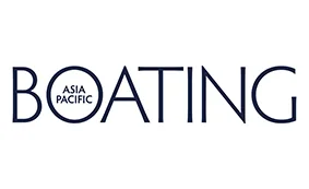 Logo with the word BOATING in bold capital letters, with the words ASIA PACIFIC inside the letter O on a white background.