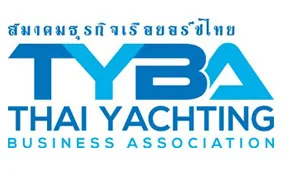Logo of the Thai Yachting Business Association with Thai text above and the acronym TYBA in bold blue letters, followed by THAI YACHTING BUSINESS ASSOCIATION underneath.