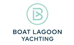 Boat Lagoon Yachting logo featuring a stylised BLY monogram inside a light blue circle, with the company name BOAT LAGOON YACHTING written in dark blue capital letters below.