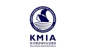 The logo of the Korea Marine Industry Association features a stylised ship inside a circular emblem with Korean and English text, and the acronym KMIA with additional Korean and English text below.