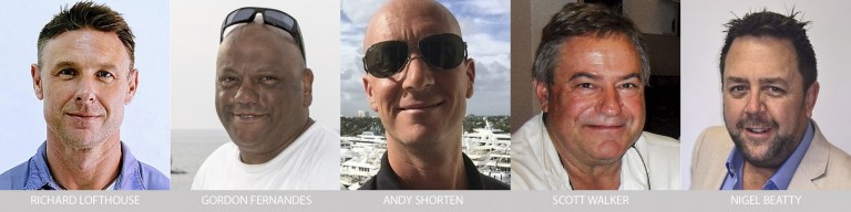 Five men are shown in individual headshots side by side, each smiling at the camera. Their names—Richard Lofthouse, Gordon Fernandes, Andy Shorten, Scott Walker, and Nigel Beatty—are listed below their photos.