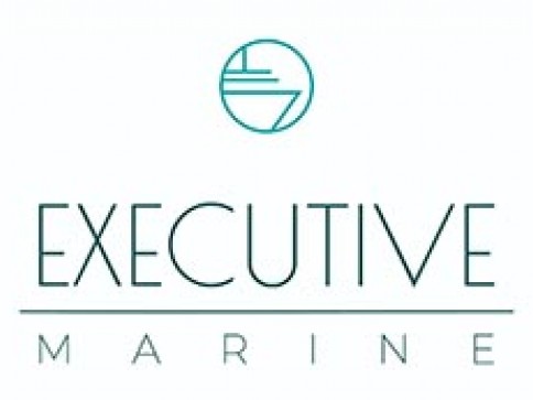 Minimalist logo with a circular icon of a boat above the words EXECUTIVE MARINE in thin, modern capital letters. MARINE is separated below by a horizontal line.