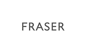 The image shows the word FRASER in bold, uppercase black letters centred on a plain white background.