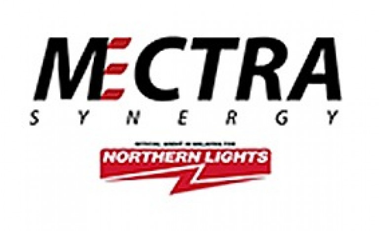 Logo for MECTRA Synergy. Below it, text reads Official Agent & Builder for Northern Lights in white letters on a red background with a lightning bolt design.