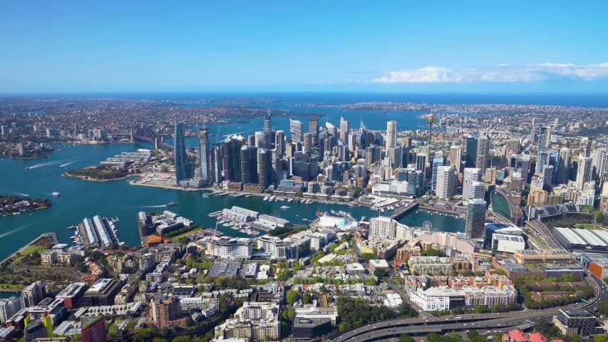 Aerial view of Darling Harbour, Sydney