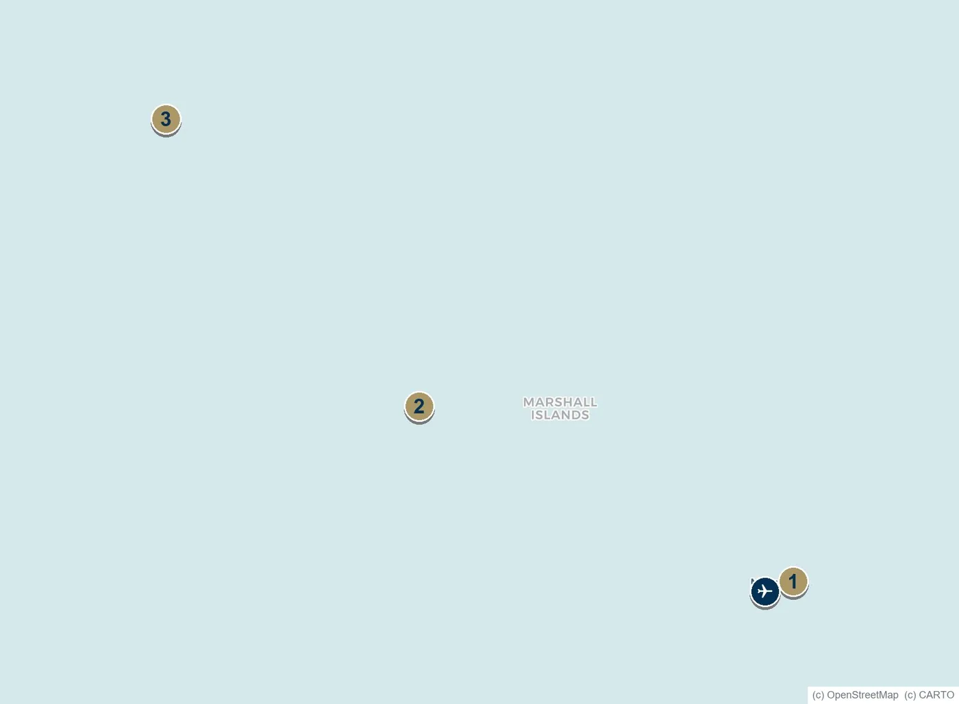 Map of the Marshall Islands showing Majuro, Kwajalein and Bikini Atoll