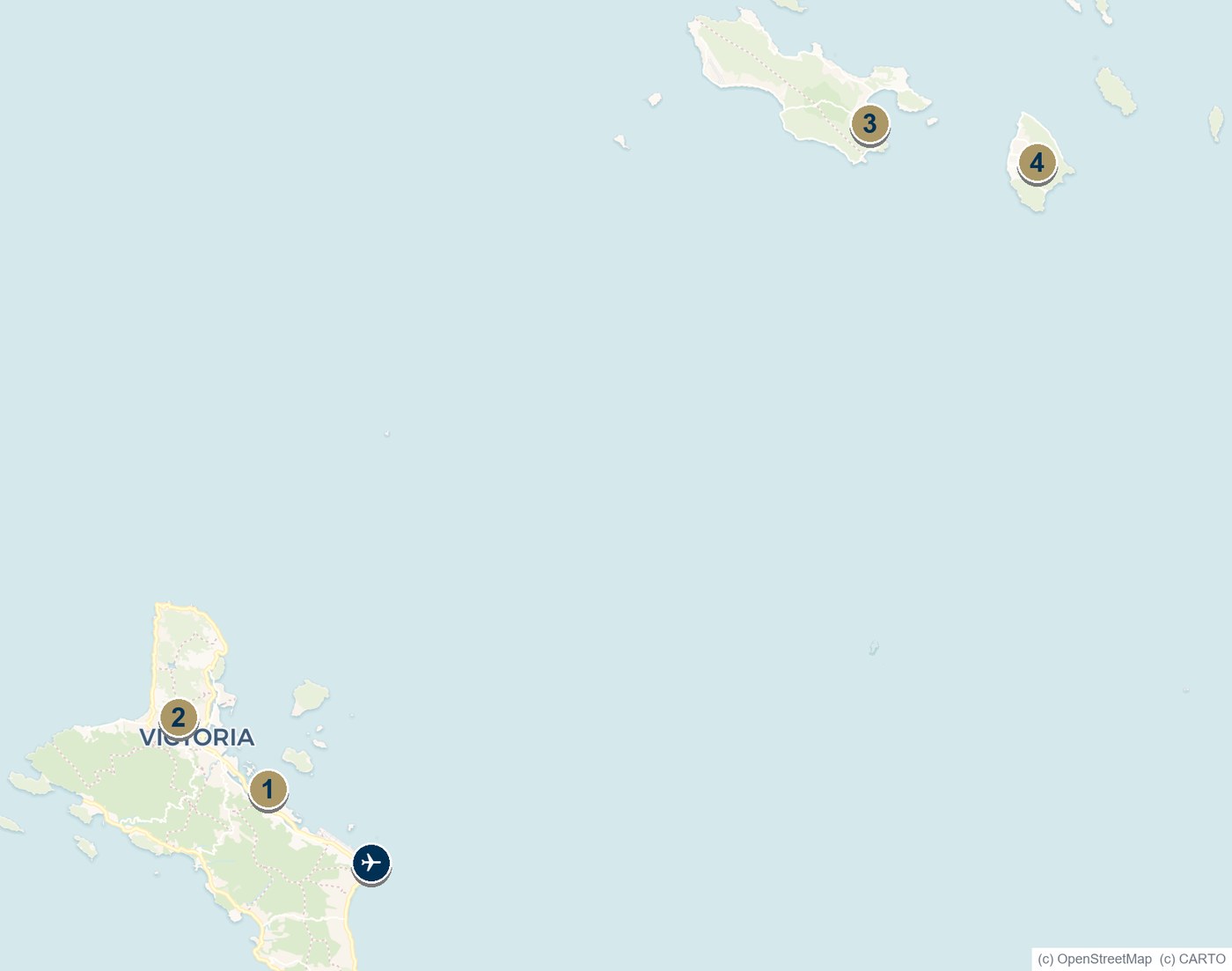 Map of the Seychelles showing Mahe, Praslin and La Digue