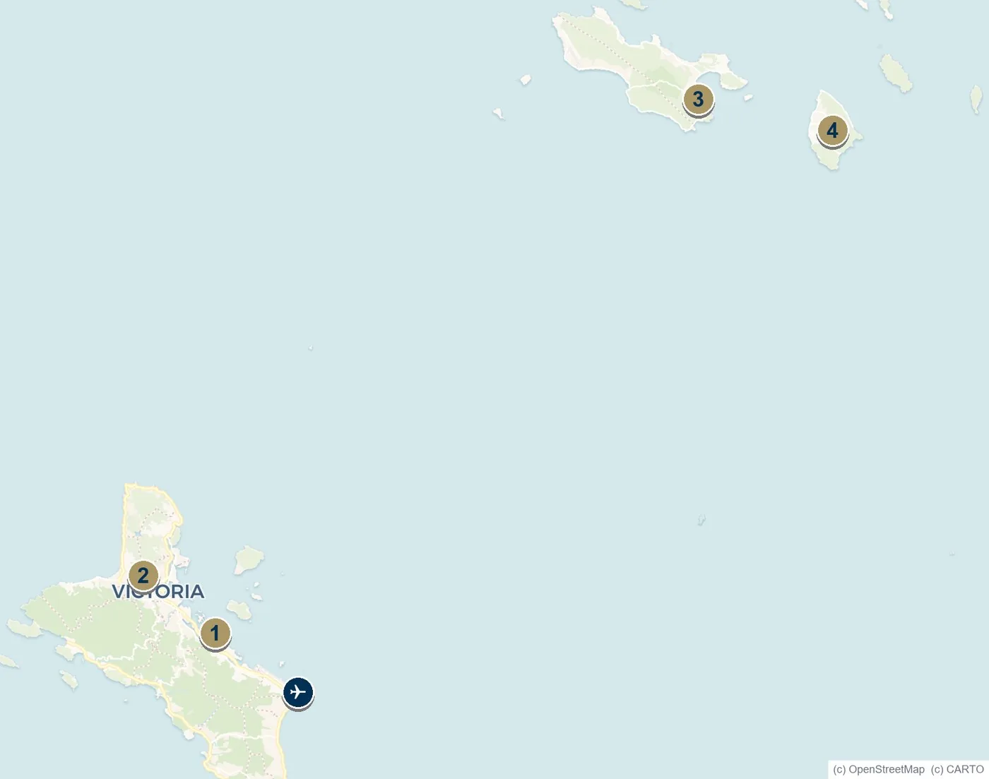 Map of the Seychelles showing Mahe, Praslin and La Digue