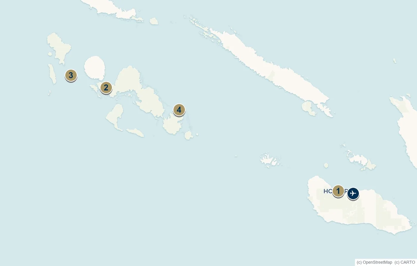 Map of the Solomon Islands showing Honiara, Noro, Gizo and Marovo Lagoon