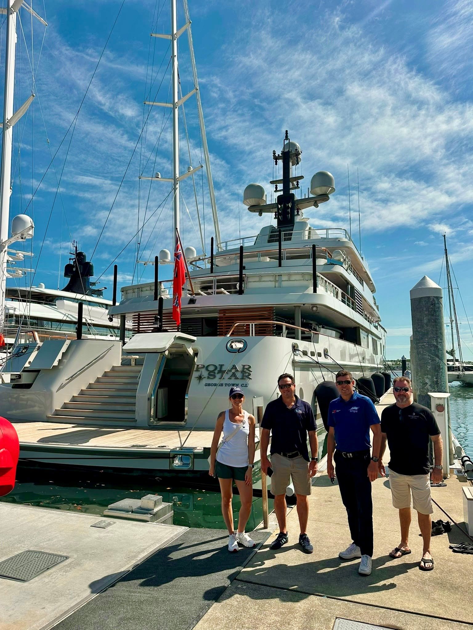 Superyacht Australia members on the dock walk at Port Denarau Marina, Fiji