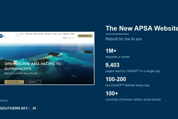 The new APSA website with AI engagement statistics, built by Southern Sky AI